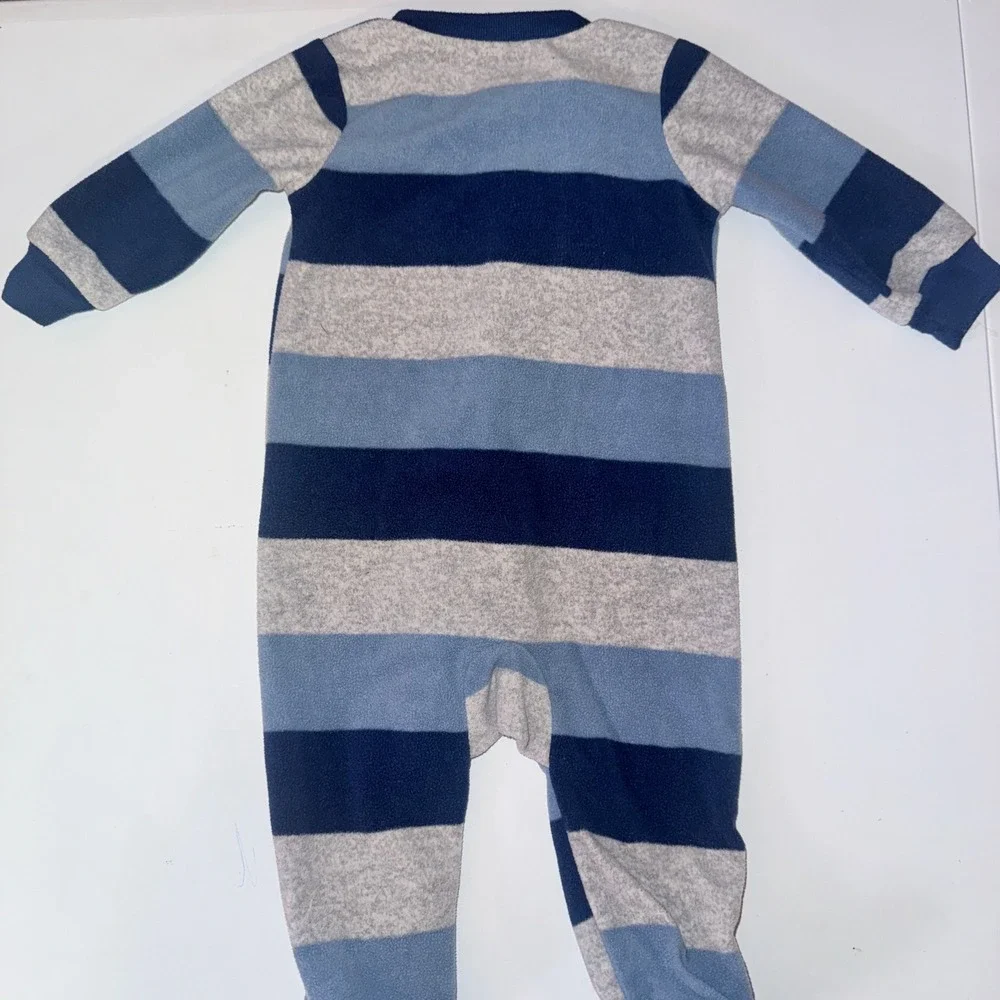 Child of Mine Rabbit Bear Baby Boy Bundle 3-6M Fleece Romper Jacket Overalls
